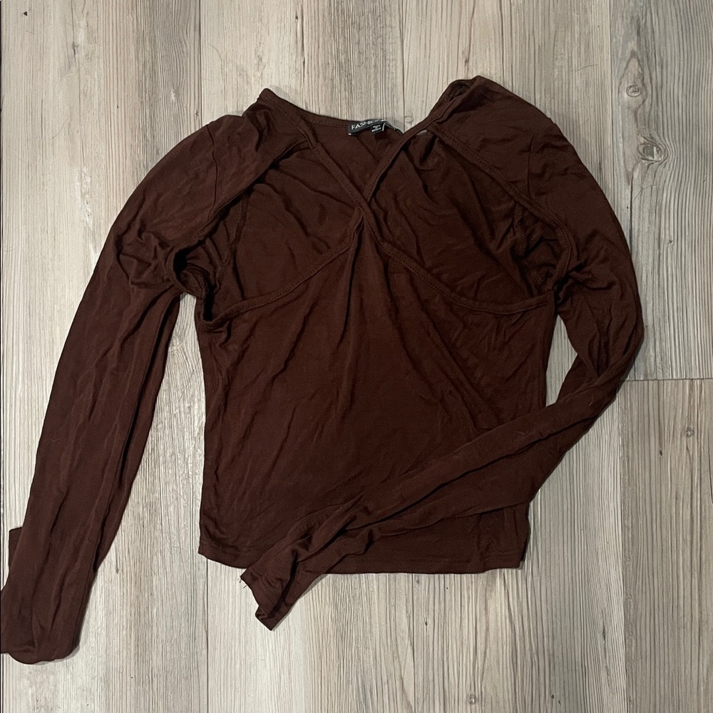 Fashion Nova Chocolate Long Sleeve Top